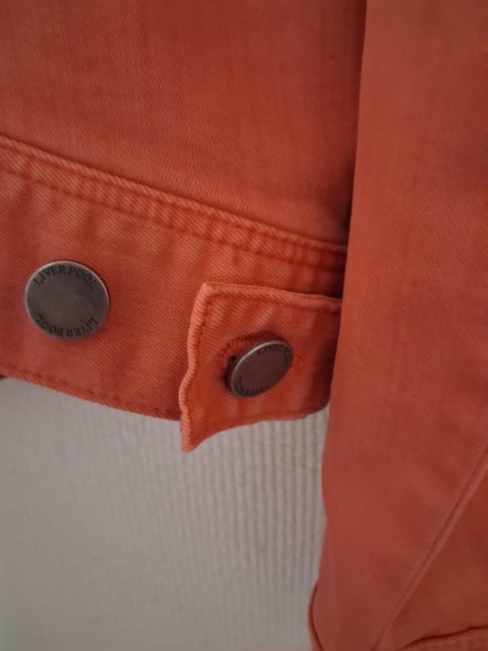 Liverpool Coral Denim Jacket - Women's Button-Front Trucker - Picture 4 of 11